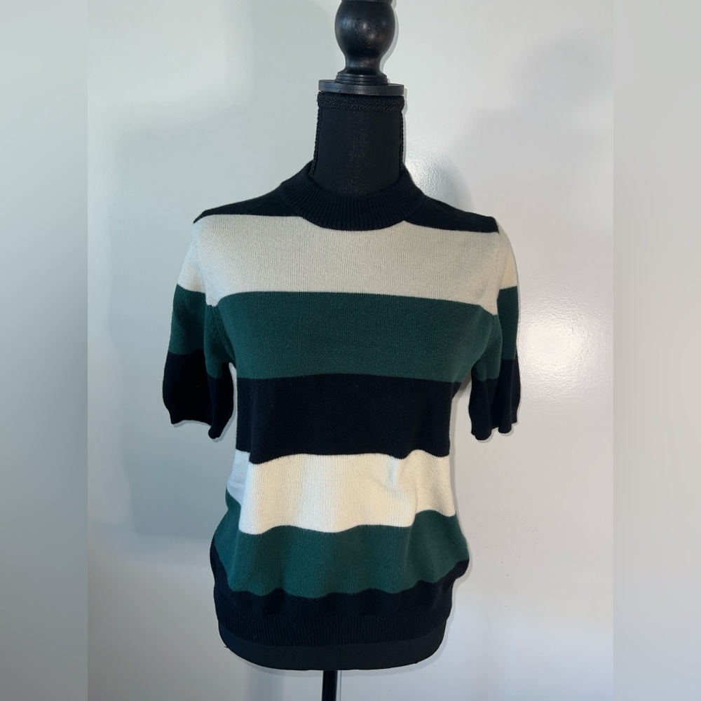 Who What Wear Black and Cream Knit Top